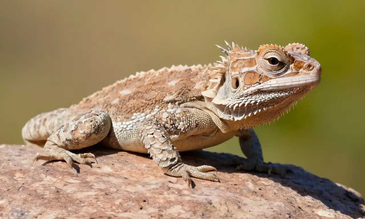 Un lagarto espinoso brilla sobre rocas
