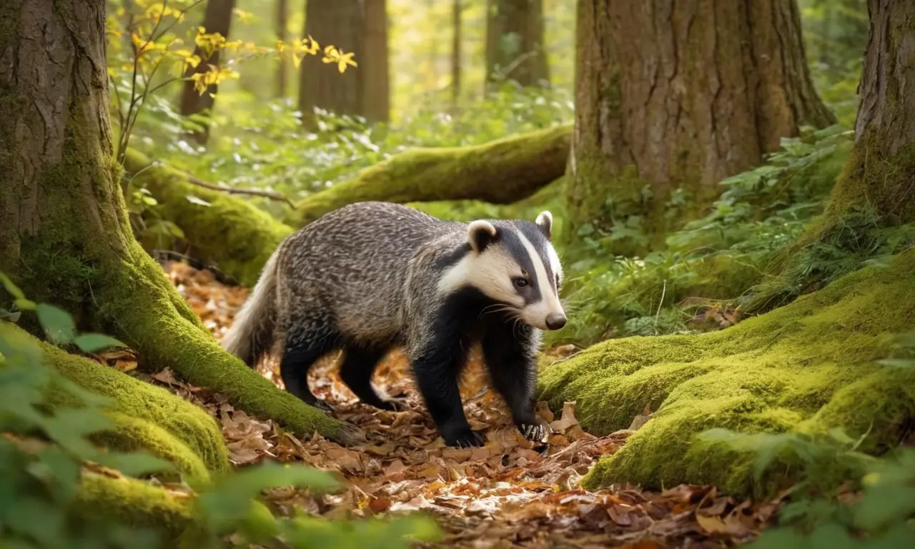 Un badger en un bosque vibrante