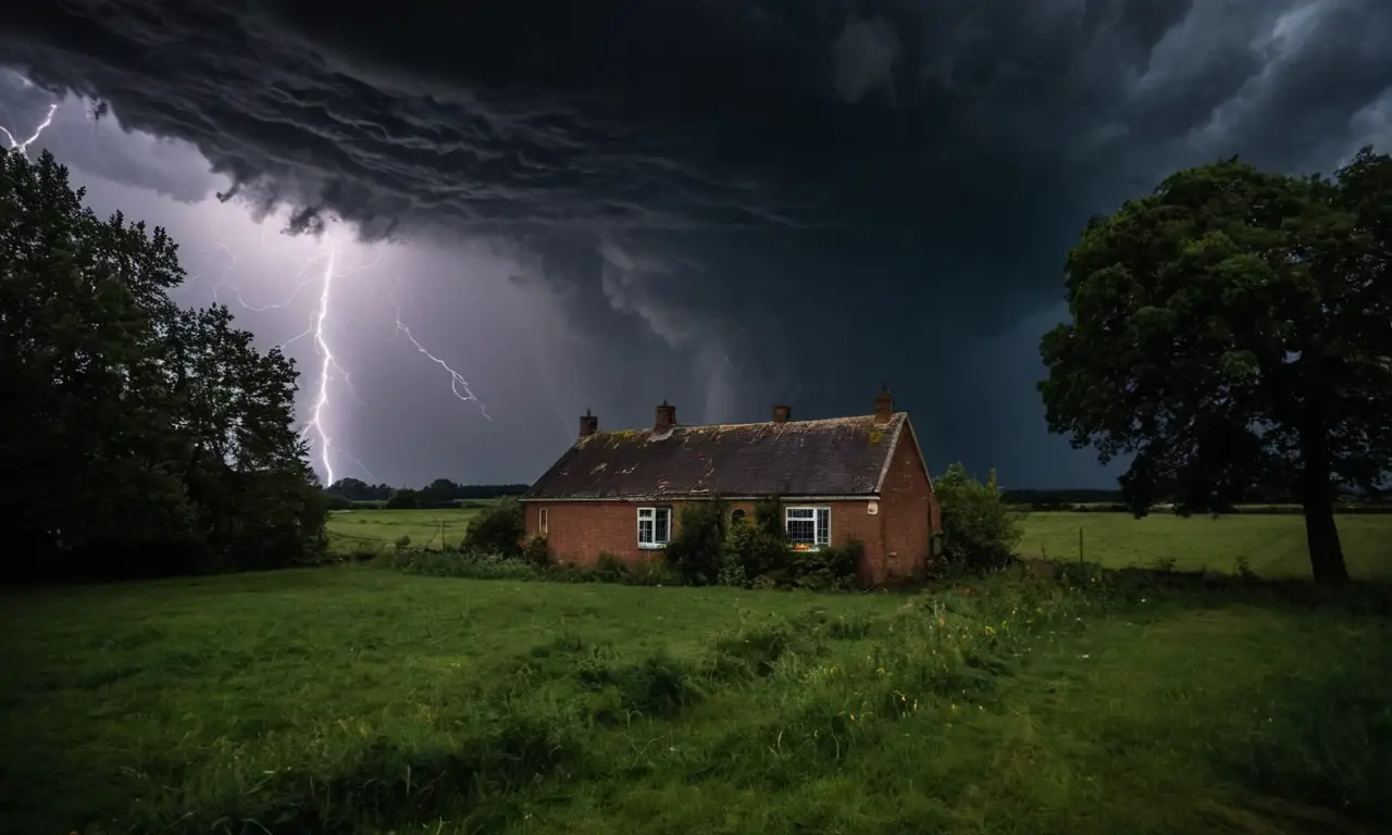 Tormenta violenta amenaza a una familia asustada