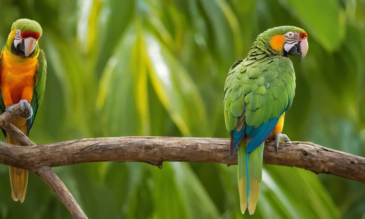 Un loro verde vibrante sobre una rama