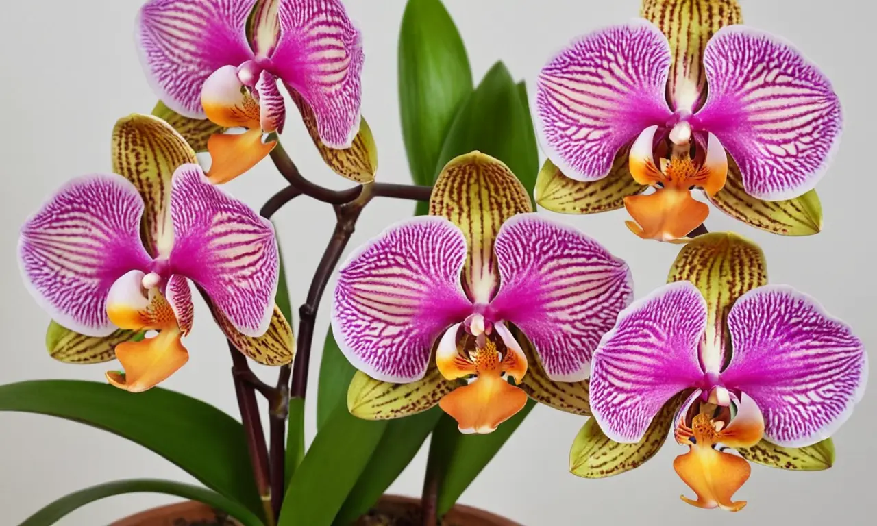 Orquídeas Vanda en maceta terracota tropical