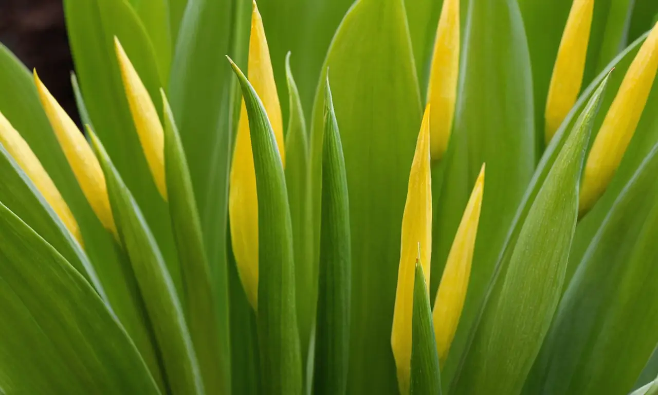 Flores delicadas con hojas verdes brillantes