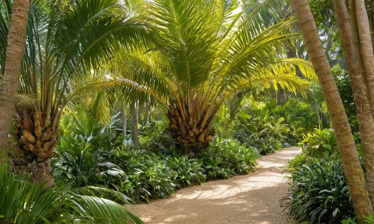 Palmas elegantes rodeadas de luz y sombra