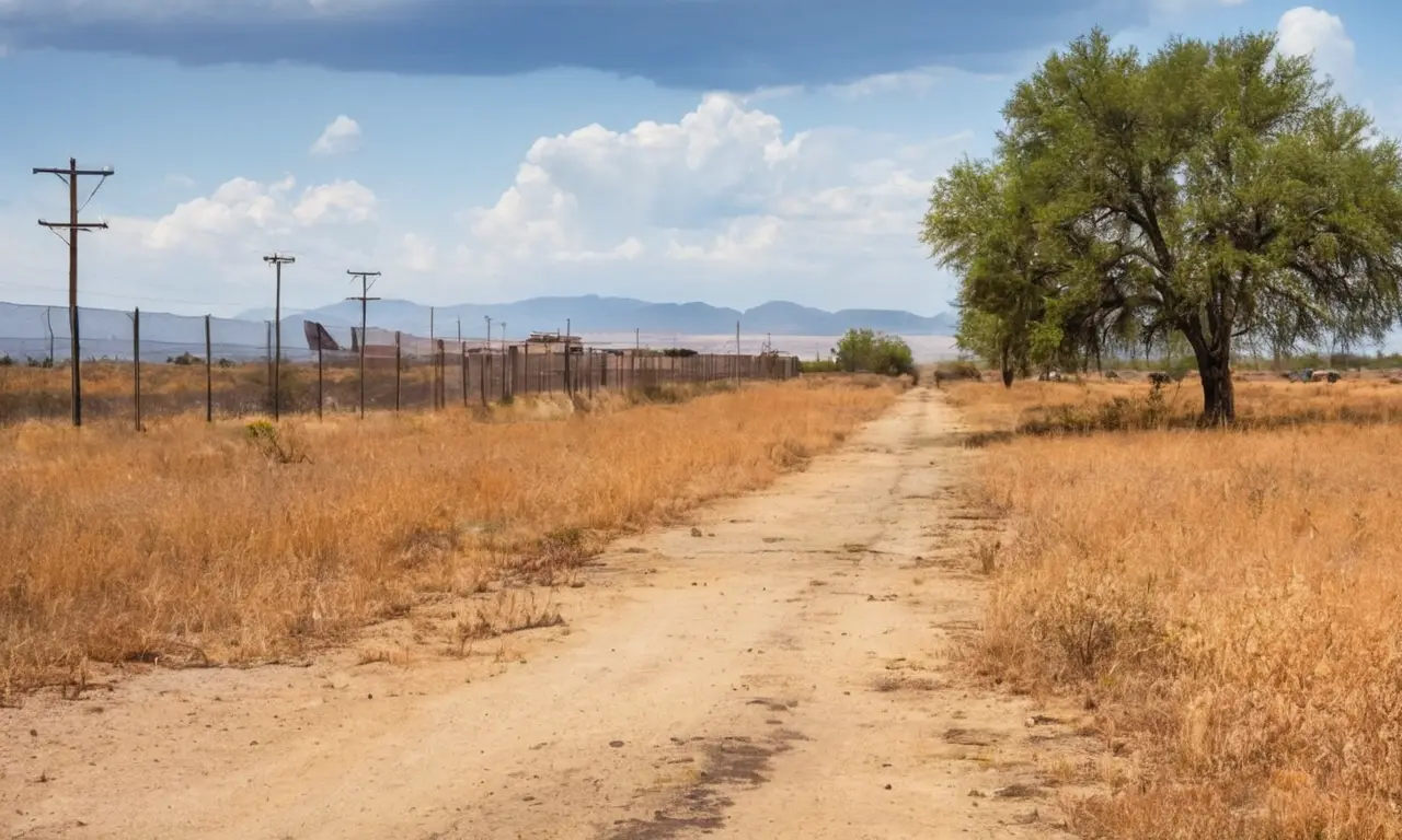 Paisaje urbano árido con tensión climática