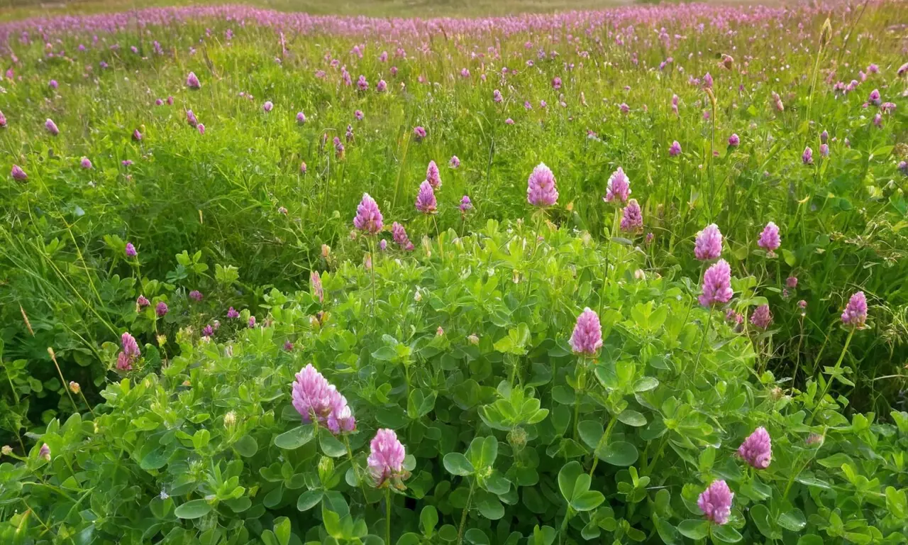 Campo verde con flores y armonía natural