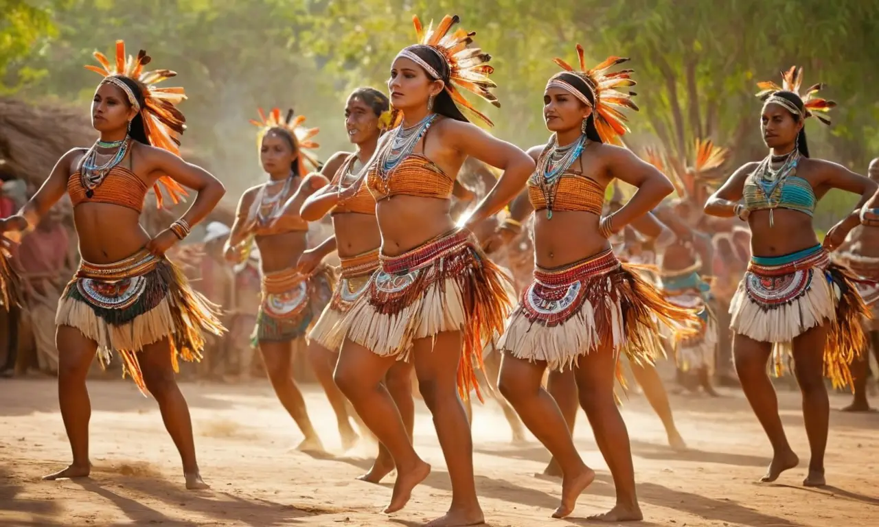 Danza tribal vibrante llena de energía y color