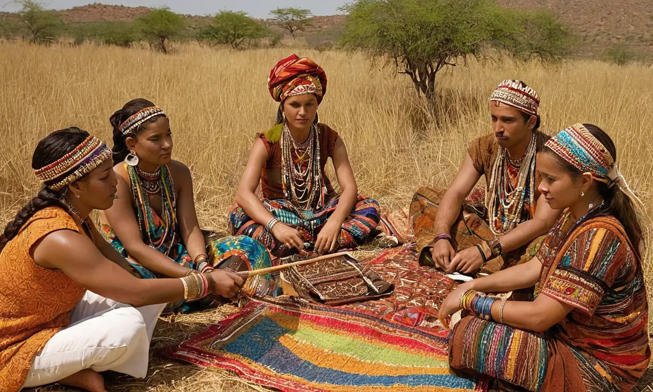 Reunión tribal colorida que celebra la herencia