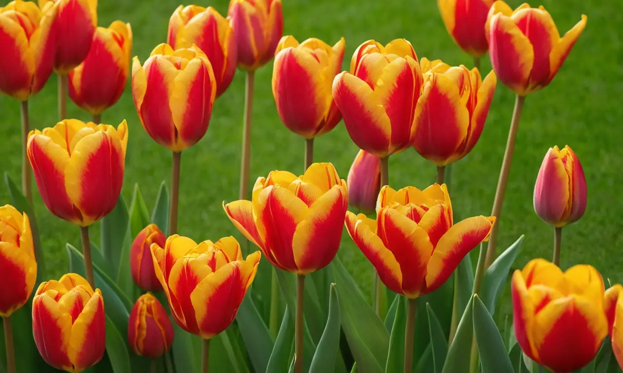 Tulipanes vibrantes crean una escena primaveral