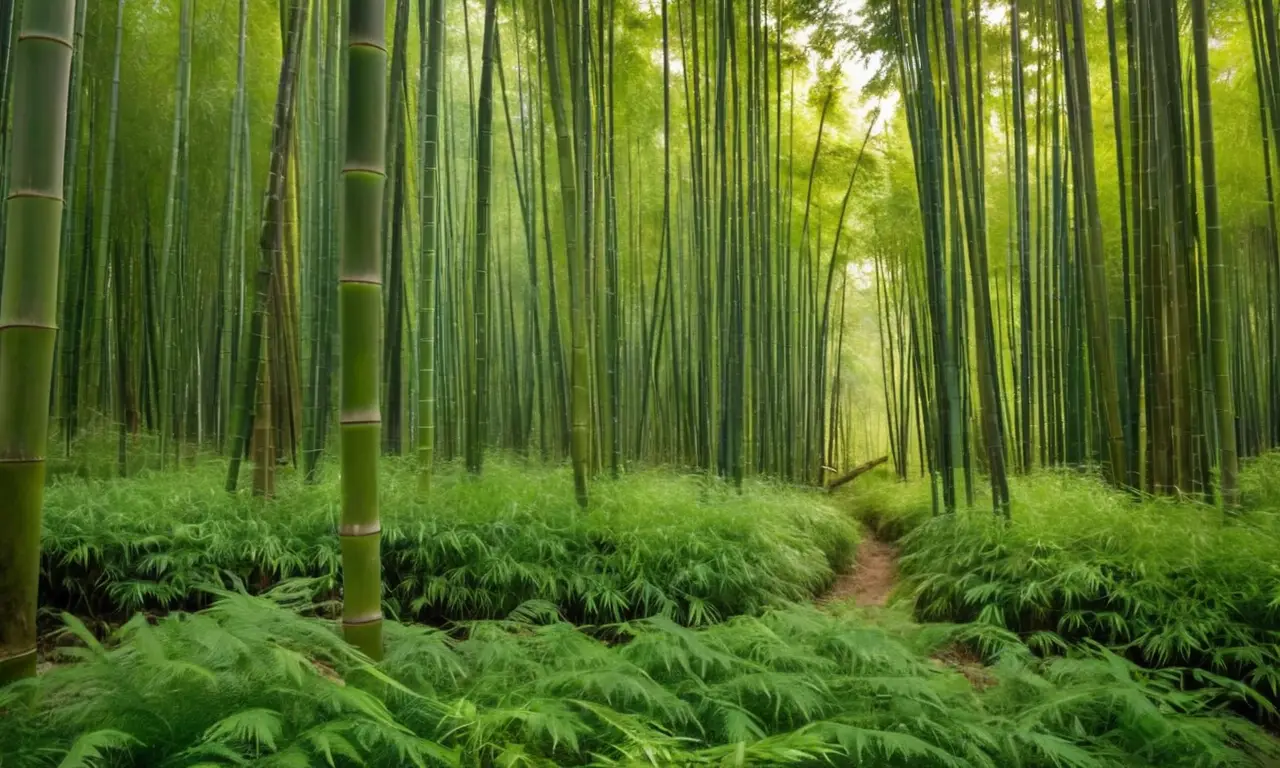 Bosque de bambú verde y sereno