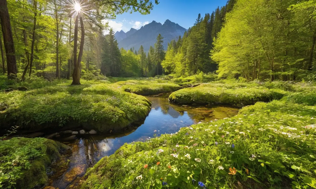 Bosque vibrante y sereno lleno de vida