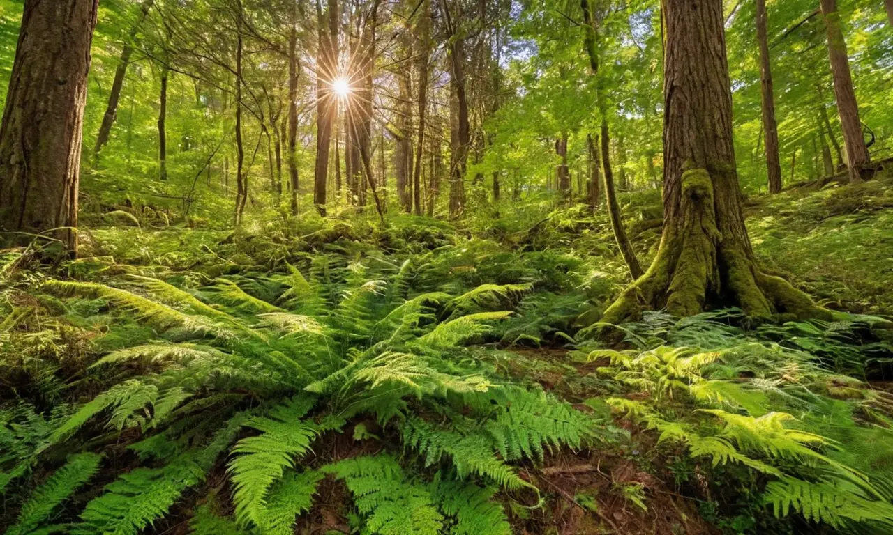 Bosque vibrante, luz dorada y vida silvestre