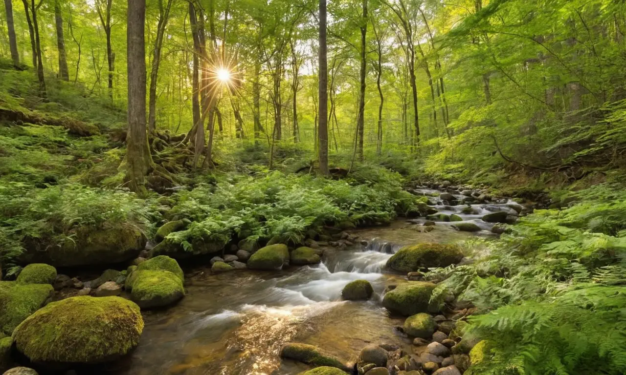 Bosque vibrante y armonioso con vida silvestre