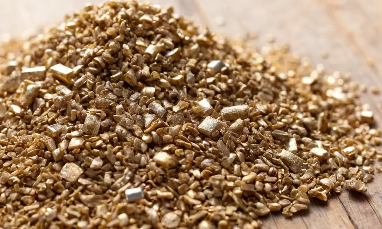 Primer plano de gránulos de vermiculita brillante