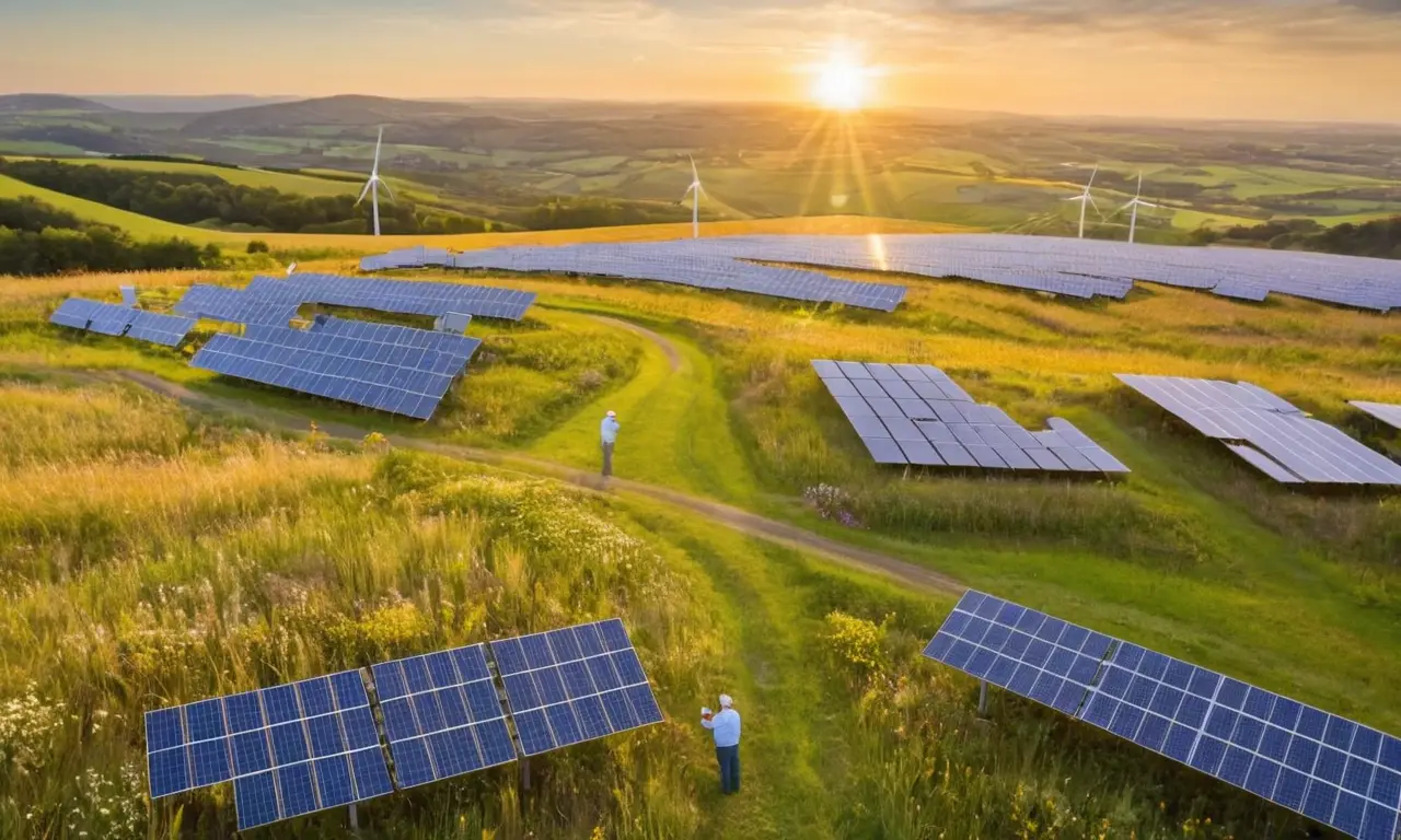 Campos solares rodeados de naturaleza y tecnología