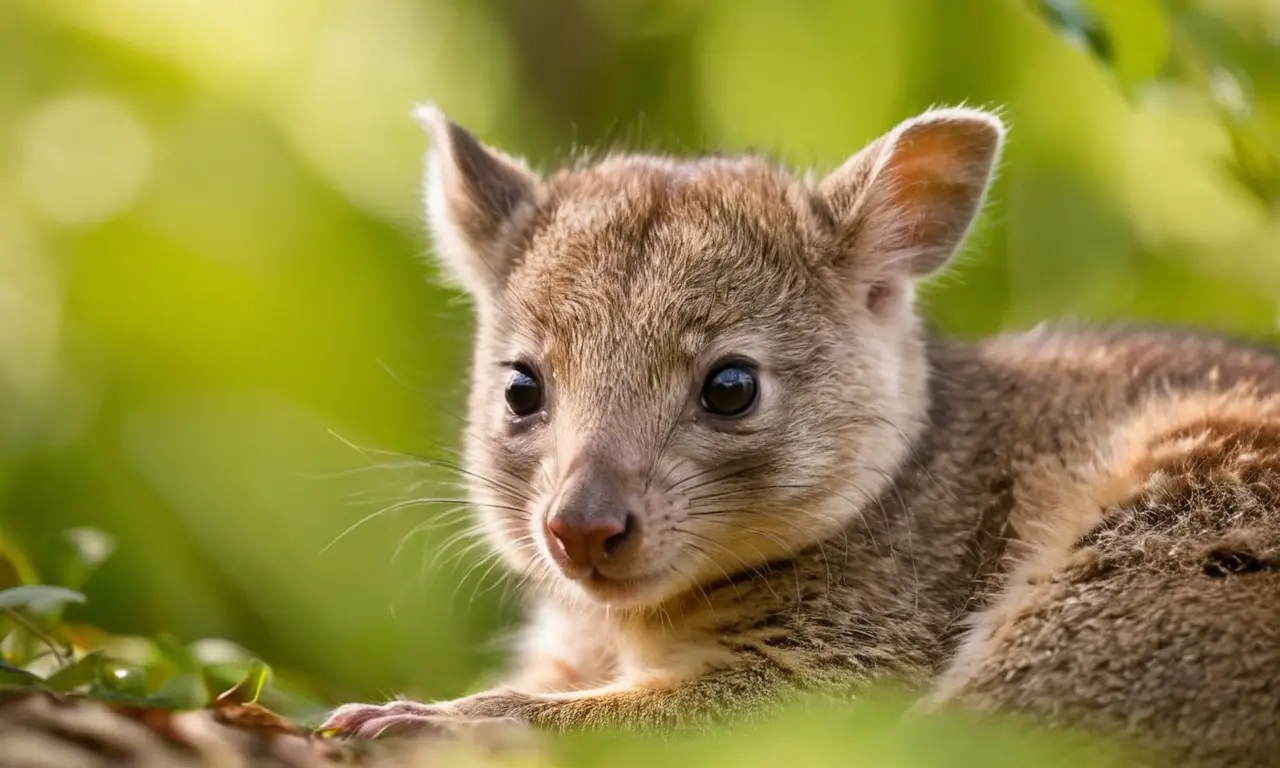 Madre marsupial cuida a su cría