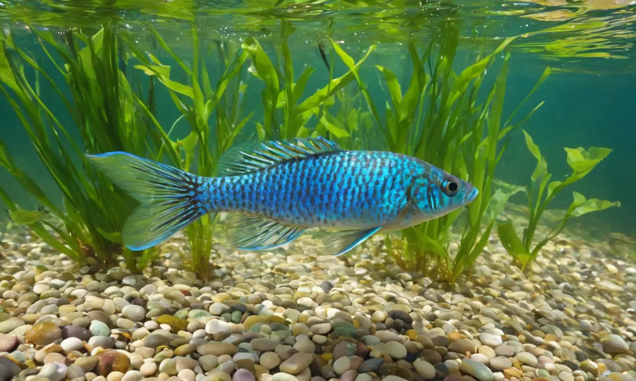 Tres peces vibrantes nadan en un hábitat