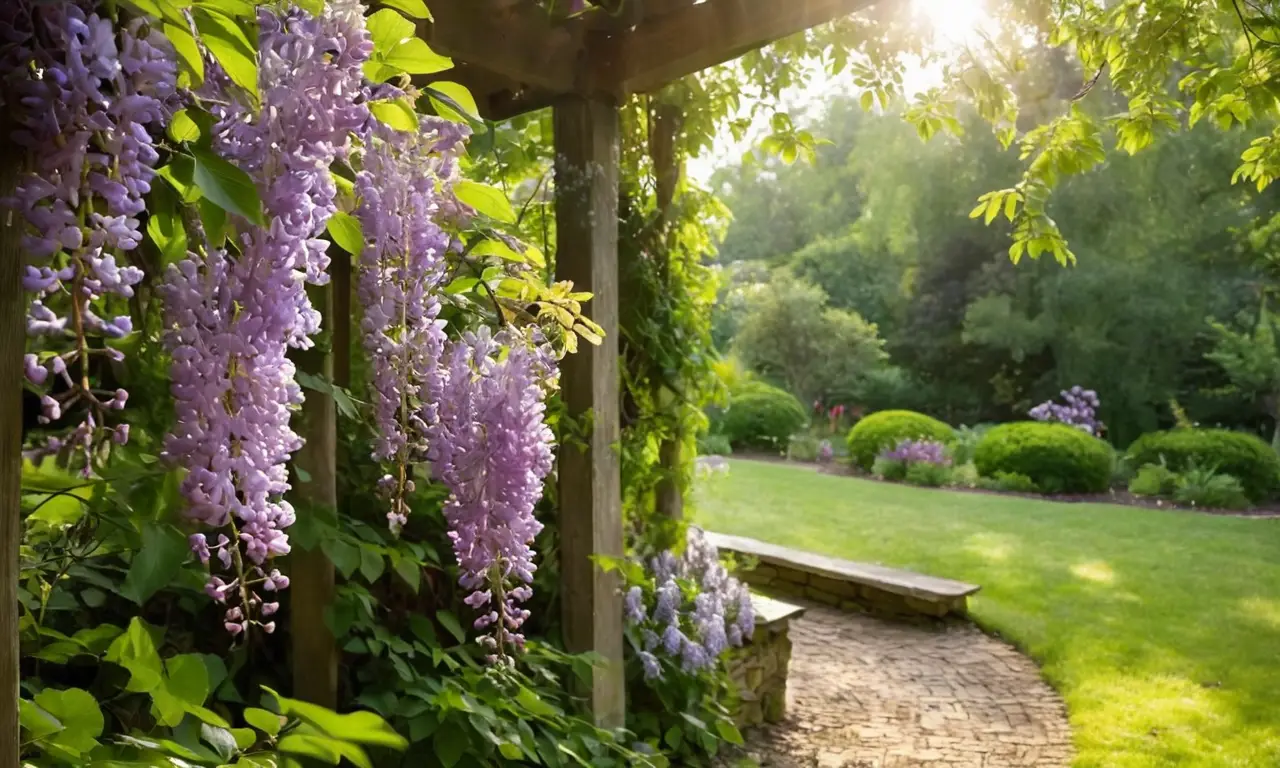 Hermosas flores de glicinia crean serenidad