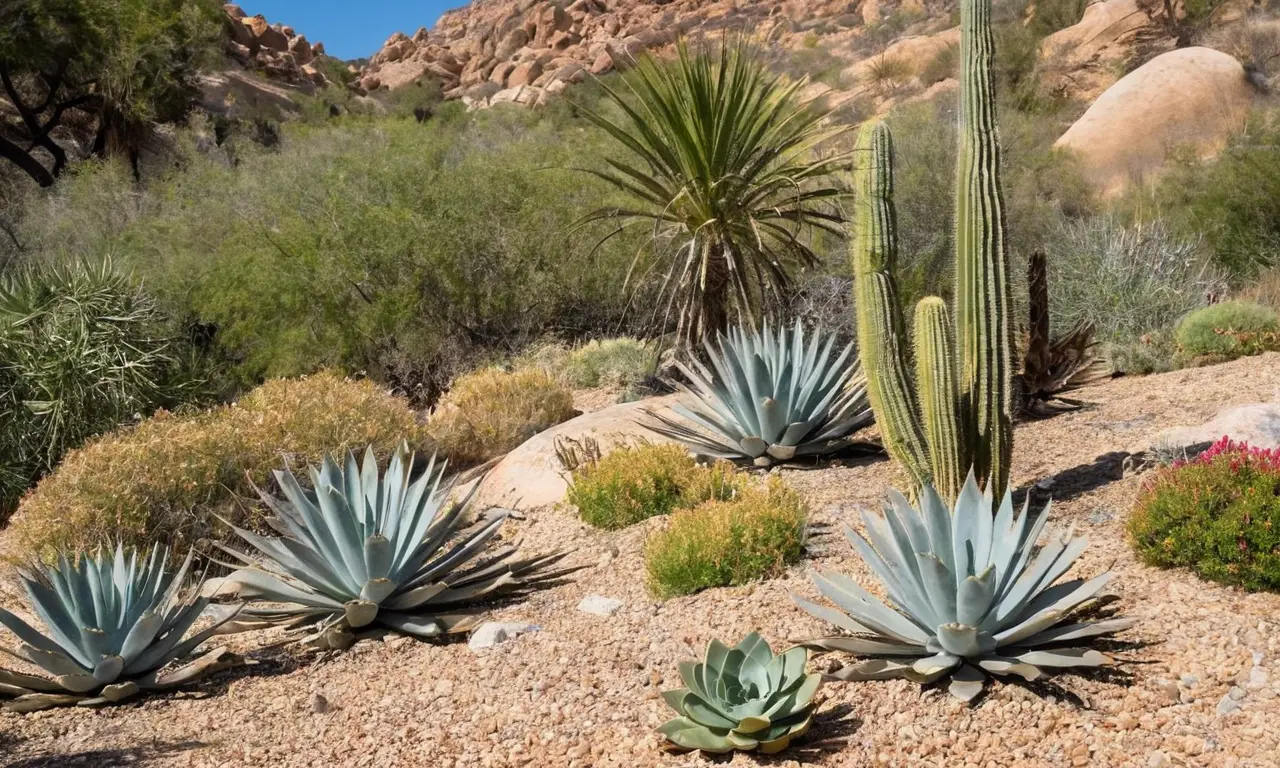 Jardín vibrante de plantas xerófitas resistentes