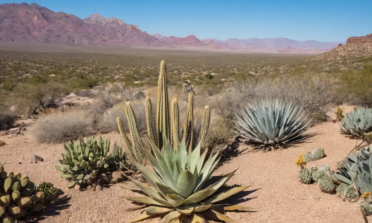 Desierto soleado con cactáceas y tranquilidad