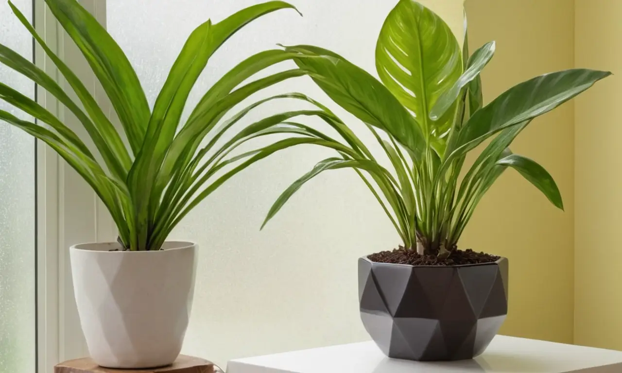 Planta Lush zamioculca llena de luz y texturas