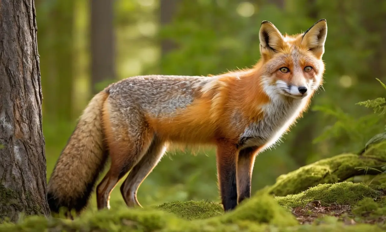 Zorros diversos en un bosque iluminado