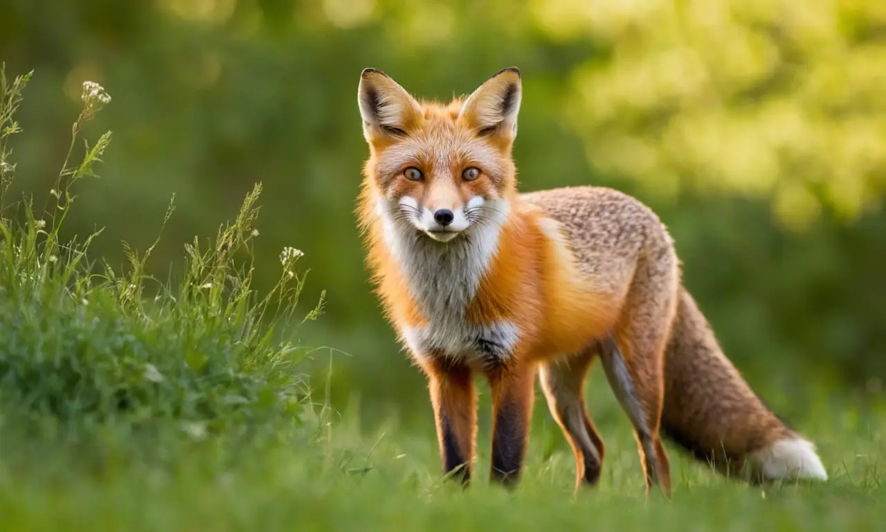 Un zorro rojo resplandece en la naturaleza